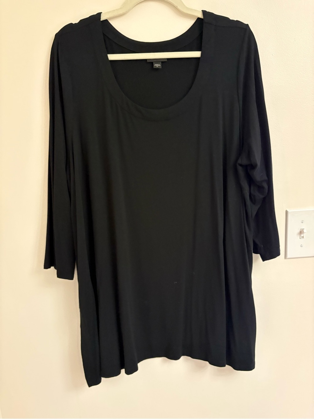 J. Jill Black 3/4 Sleeve Tunic top size 2X Soft Relaxed Shirt Minimalist Casual